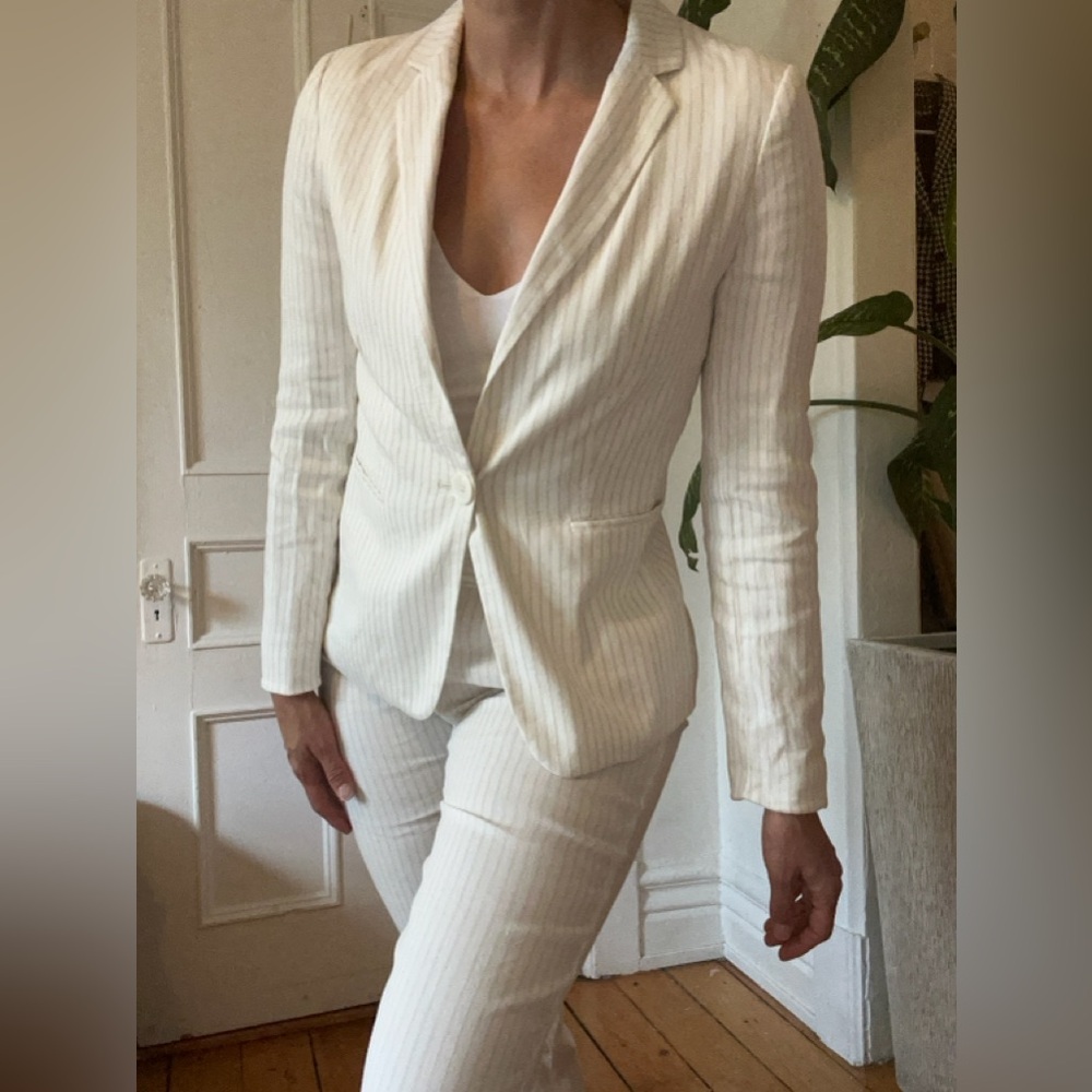 Massimo Dutti Cream Pinstripe Blazer and Pants